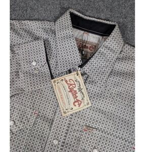Rafter C Western Snap Shirt Mens XXL White Geometric Print Long Sleeve NWT
